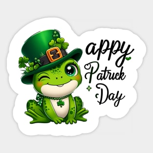 St Patricks Day Frog Face Saint Pattys Paddys Men Women Kids Sticker